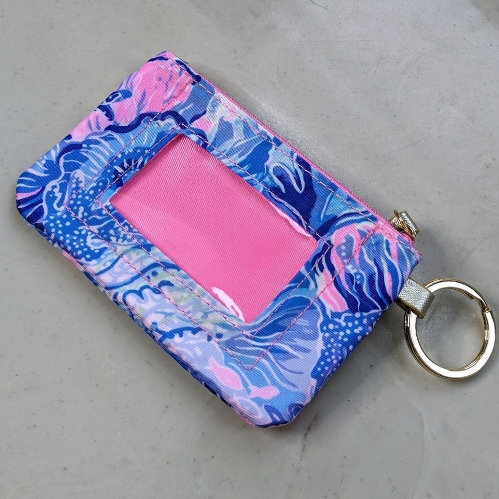Lilly Pulitzer Pink Blue White ID Coin Purse 5.5" x 3.5"